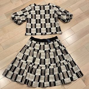 Ermanna black white gold skirt top set 46
